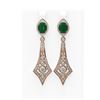 Image 1 : 10.22 ctw Emerald & Diamond Earrings 18K Rose Gold