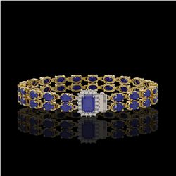 19.07 ctw Sapphire & Diamond Bracelet 14K Yellow Gold