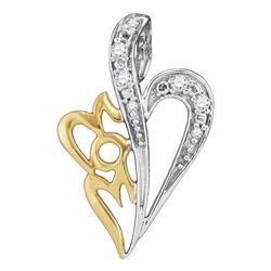 Sterling Silver Womens Round Diamond Mom Heart Pendant 1/8 Cttw