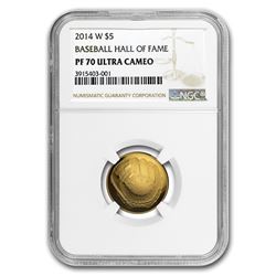 2014-W Gold $5 Baseball HOF Commem PF-70 NGC