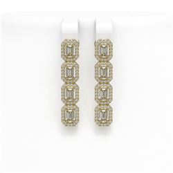 3.84 ctw Emerald Cut Diamond Micro Pave Earrings 18K Yellow Gold