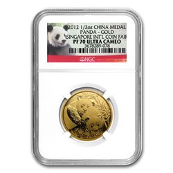 2012 China 1/2 oz Gold Panda PF-70 NGC (Singapore Coin Fair)