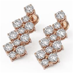 4.74 ctw Diamond Designer Earrings 18K Rose Gold