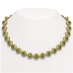 72.27 ctw Tourmaline & Diamond Victorian Necklace 14K Yellow Gold