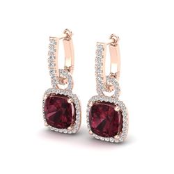 7 ctw Garnet & Micro Pave VS/SI Diamond Earrings 14k Rose Gold