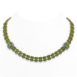 38.37 ctw Tourmaline & Diamond Necklace 14K Yellow Gold