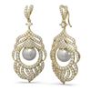 Image 2 : 3.52 ctw Diamond & Pearl Earrings 18K Yellow Gold