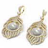 Image 3 : 3.52 ctw Diamond & Pearl Earrings 18K Yellow Gold