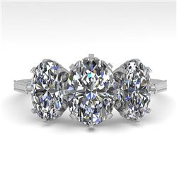 2 ctw Past Present Future VS/SI Oval Cut Diamond Ring 18k White Gold