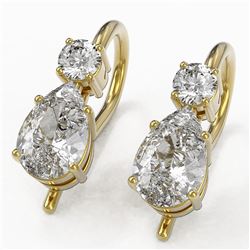 1.25 ctw Pear Cut Diamond Designer Earrings 18K Yellow Gold