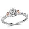 Image 1 : 10kt Two-tone Gold Womens Round Diamond Cluster Double Heart Ring 1/6 Cttw