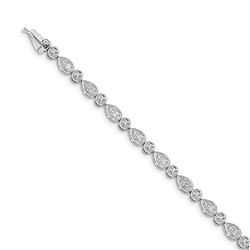 14k White Gold .756ct Diamond Teardrop Link Bracelet - 7 in.