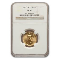 1987 1/4 oz Gold American Eagle MS-70 NGC