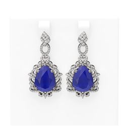23.25 ctw Sapphire & Diamond Earrings 18K White Gold