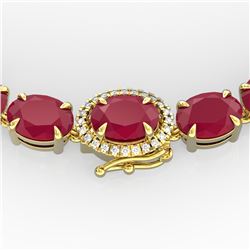54.25 ctw Ruby & VS/SI Diamond Eternity Micro Necklace 14k Yellow Gold
