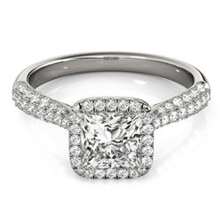 1.15 ctw Certified VS/SI Princess Diamond Halo Ring 14k White Gold