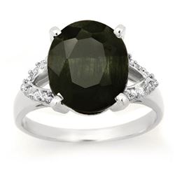 6.58 ctw Blue Sapphire & Diamond Ring 10k White Gold