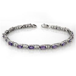 4.02 ctw Tanzanite & Diamond Bracelet 14k White Gold