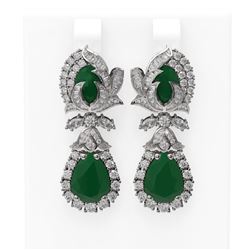 14.63 ctw Emerald & Diamond Earrings 18K White Gold