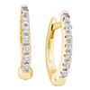 Image 1 : 10kt Yellow Gold Womens Round Prong-set Diamond Single Row Hoop Earrings 1/12 Cttw