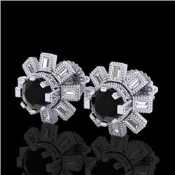 1.77 ctw Fancy Black Diamond Art Deco Stud Earrings 18k White Gold
