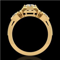 1.01 ctw VS/SI Diamond Solitaire Art Deco 3 Stone Ring 18k Yellow Gold