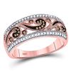 Image 1 : 10kt Rose Gold Womens Round Red Color Enhanced Diamond Curl Band Ring 1/4 Cttw