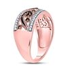 Image 3 : 10kt Rose Gold Womens Round Red Color Enhanced Diamond Curl Band Ring 1/4 Cttw