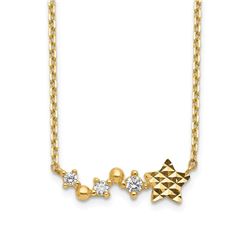 14k Yellow Gold Diamond-Cut Star w/ 2 in ext Necklace - 20 in.