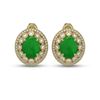 Image 1 : 10.61 ctw Jade & Diamond Victorian Earrings 14K Yellow Gold