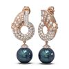 Image 2 : 4.21 ctw Diamond & Pearl Earrings 18K Rose Gold