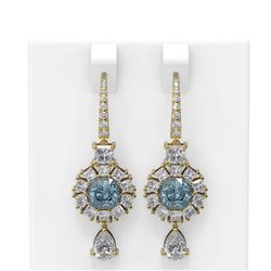 8.71 ctw Aquamarine & Diamond Earrings 18K Yellow Gold