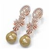 Image 3 : 3.61 ctw Diamond & Pearl Earrings 18K Rose Gold