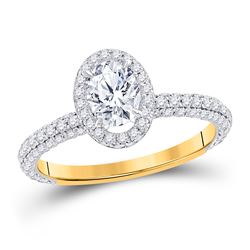 14kt Yellow Gold Womens Oval Diamond Solitaire Bridal Wedding Engagement Ring 1-3/4 Cttw