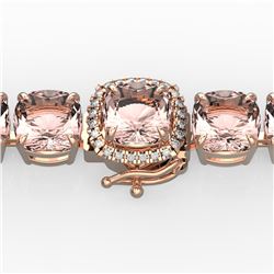 35 ctw Morganite & Micro Pave Diamond Bracelet 14k Rose Gold