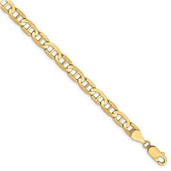 14k White Gold 5.25 mm Concave Anchor Chain - 7 in.