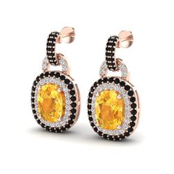 5 ctw Citrine & Black Micro Pave Diamond EARRINING 14k Rose Gold