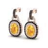 Image 1 : 5 ctw Citrine & Black Micro Pave Diamond EARRINING 14k Rose Gold