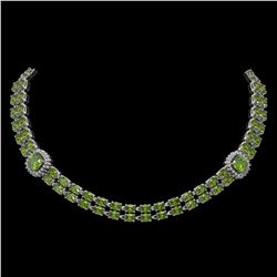 38.37 ctw Tourmaline & Diamond Necklace 14K White Gold