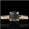 Image 1 : 3 ctw Cushion Cut Black Diamond Designer Ring 18k Yellow Gold