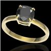 Image 2 : 3 ctw Cushion Cut Black Diamond Designer Ring 18k Yellow Gold