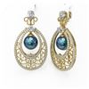 Image 3 : 6.5 ctw Mixed Cut Diamond with Pearl Earrings 18K Yellow Gold
