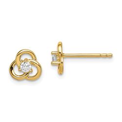 14k Cubic Zirconia Celtic Knot Post Earrings - 44 mm