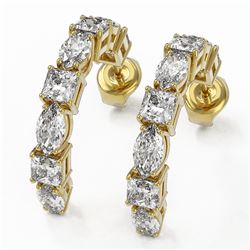 4.16 ctw Princess Cut Diamond Designer Earrings 18K Yellow Gold