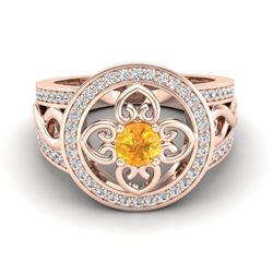 1 ctw VS/SI Diamond & Citrine Micro Pave Designer Ring 14k Rose Gold