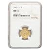 Image 1 : 1845 $2.50 Liberty Gold Quarter Eagle MS-61 NGC