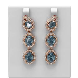 16.9 ctw Blue Topaz & Diamond Earrings 18K Rose Gold