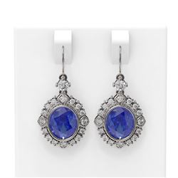 9.6 ctw Tanzanite & Diamond Earrings 18K White Gold