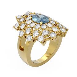 6.22 ctw Blue Topaz & Diamond Ring 18K Yellow Gold