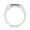 Image 3 : Sterling Silver Womens Round Brown Diamond Square Cluster Ring 1/5 Cttw